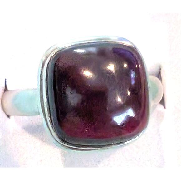 Vintage Sterling Silver Natural Amethyst Ring Size 10 Square - Picture 4 of 12